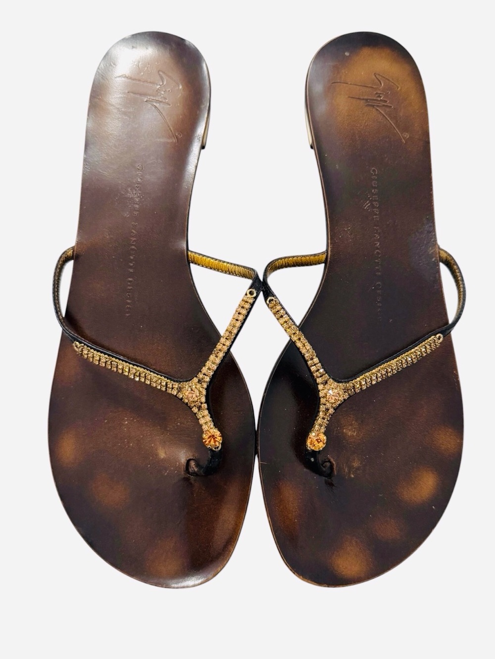 Giuseppe Zanotti Crystal Leather Thong Sandal